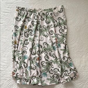 LuLaRoe Cream Midi A-Line Skirt with Pleated Ruffles